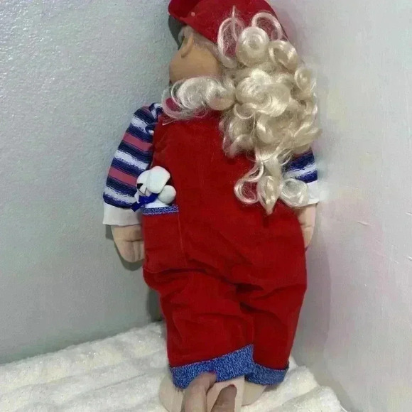 1997 Cititoy Bashful Kids Doll 22 Inch Blonde Girl Red Overalls Blue Eyes - Picture 3 of 13